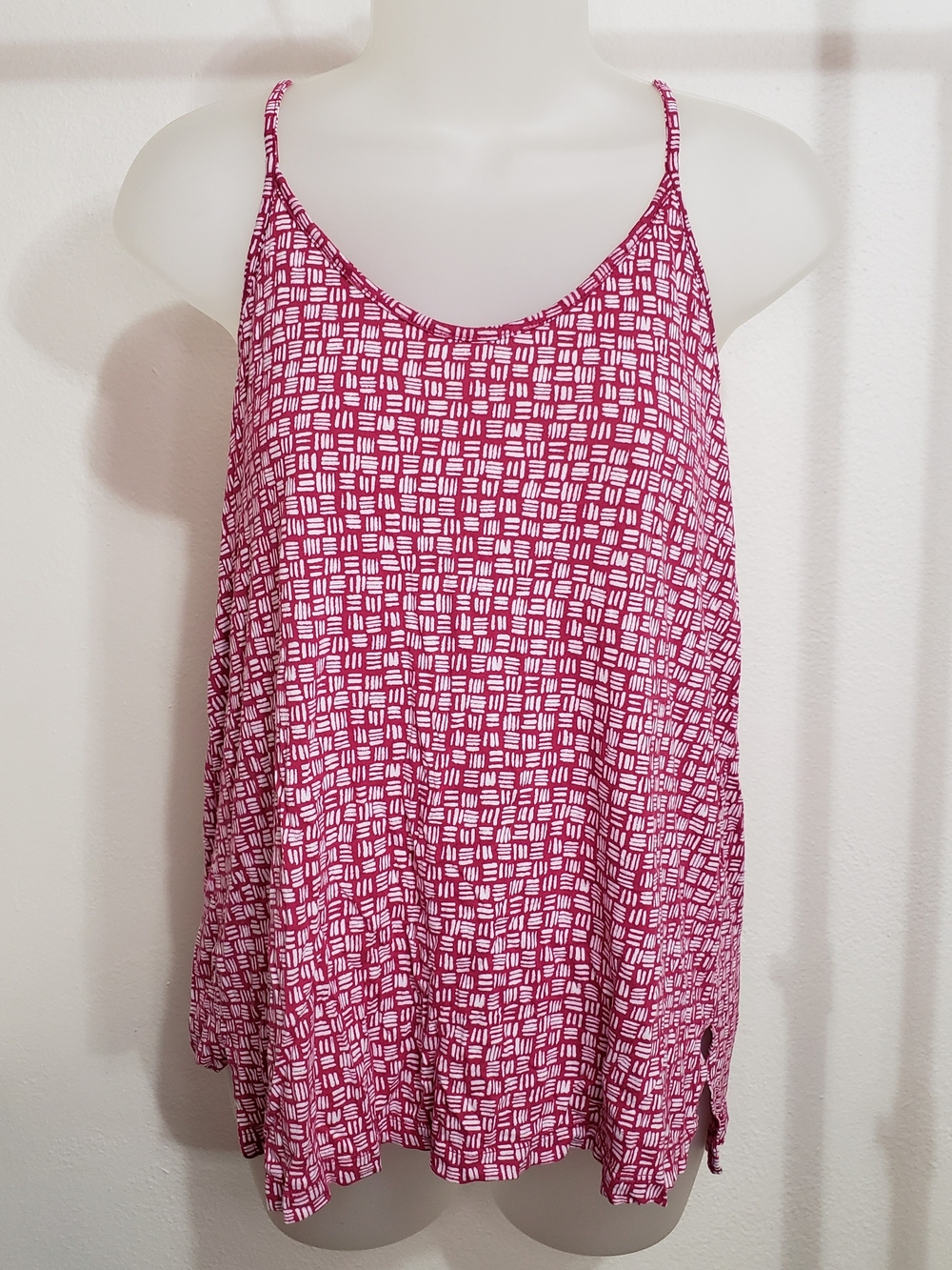 Old Navy Pink & White Printed Spaghetti Strap Camisole
